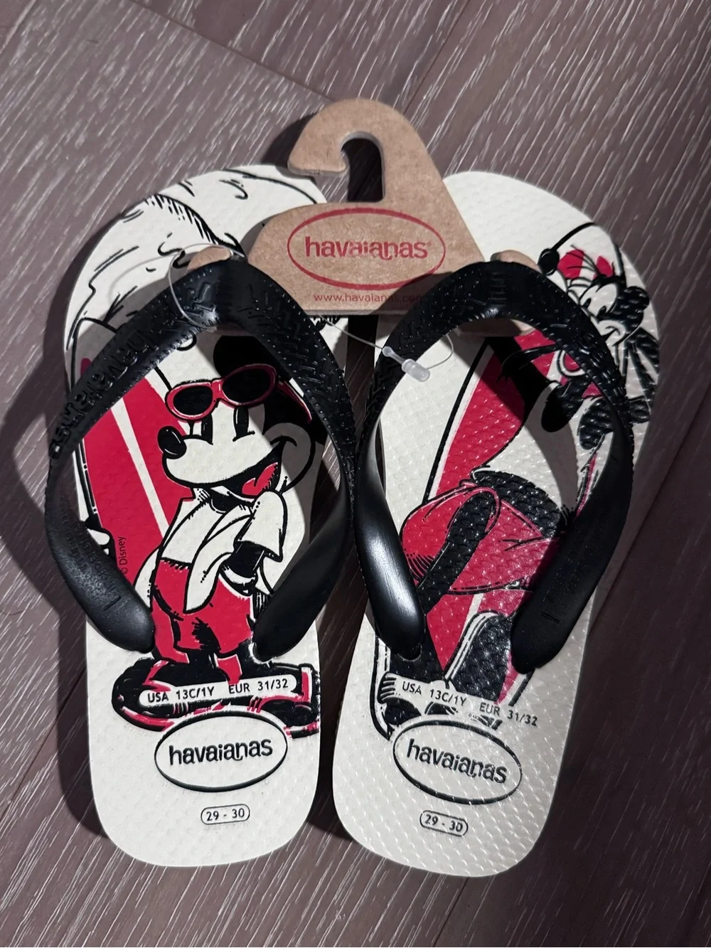 Havaianas Kids Flip Flops Mickey Mouse Boys Sz 13 NWT Made In Brazil Beach Pool